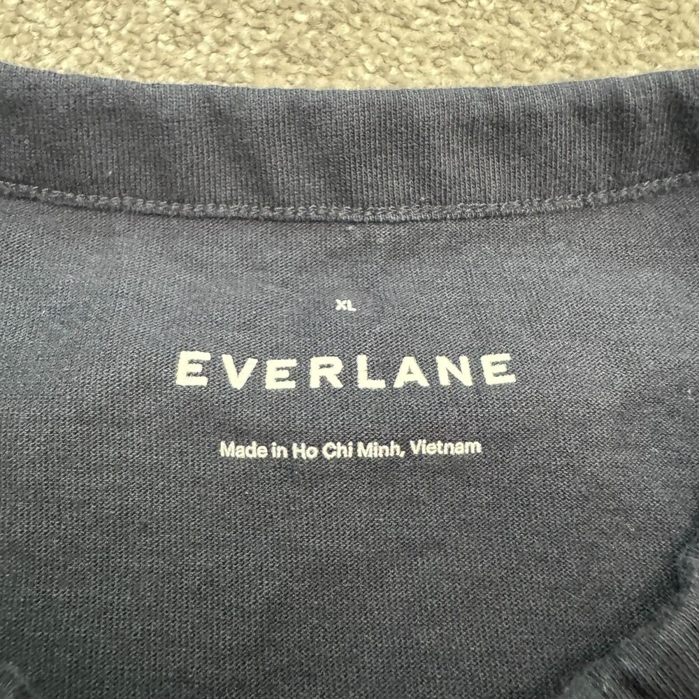 Everlane Heavyweight Cotton Long Sleeve Henley Shirt Mens XL Navy Blue Classic - Picture 5 of 12